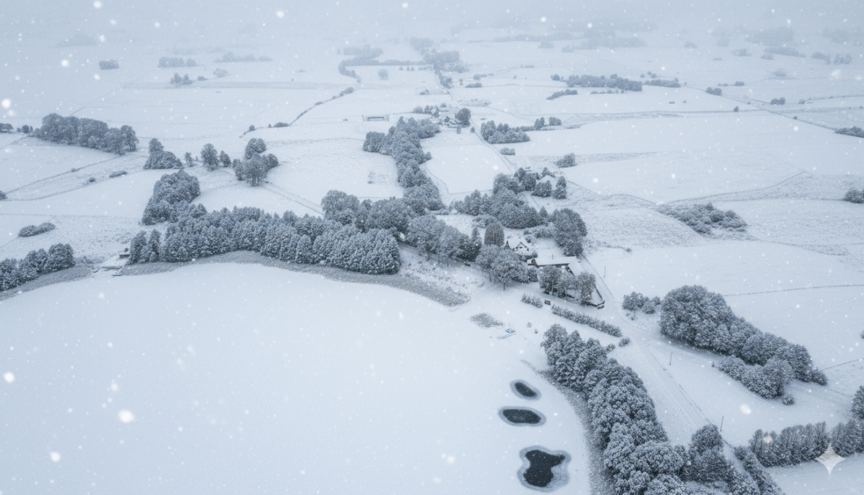 Jezioro Dom w Dolinie Rospudy Dronshot zima